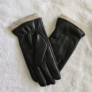 Men's Black Leather Driving Gloves